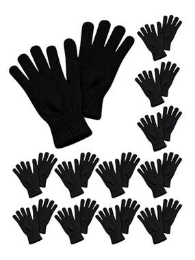 12 Pack Winter Gloves Stretch Knit Warm Magic Gloves Mens Womens One Size